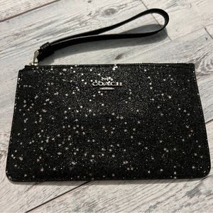 Coach Zip Wristlet in Star Glitter Black